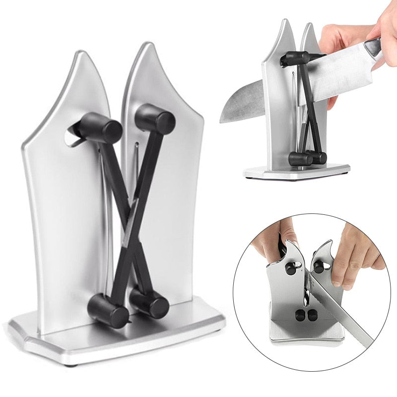 Knivsliper med fjærbare stenger for alle knivtyper. Enkel i bruk. Kompakt design, perfekt for kjøkkenbruk.