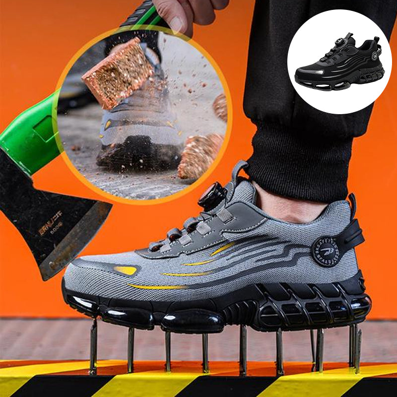 "Knusesikre vernesko med dreieknapp, pustende mesh, moderne striper og anti-skli såle for sikker ytelse."