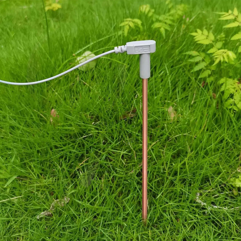 Bærbar jordingsstang i kobber for effektiv jording utendørs, ideell for hage, camping og natur.