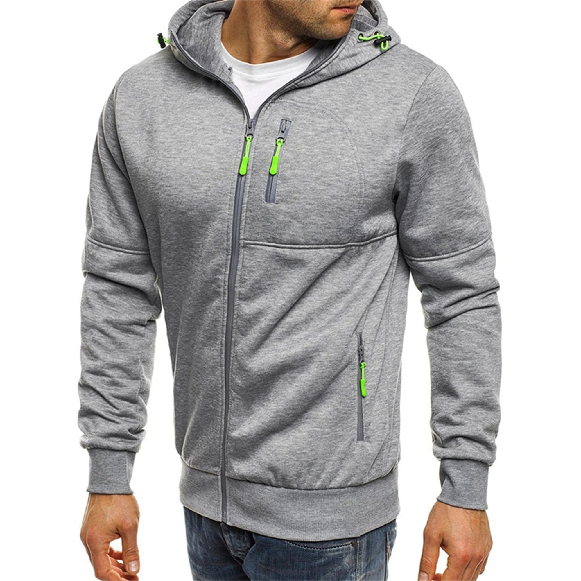 Detaljer av hette og snøring på en hettegenser for menn, casual og sporty design