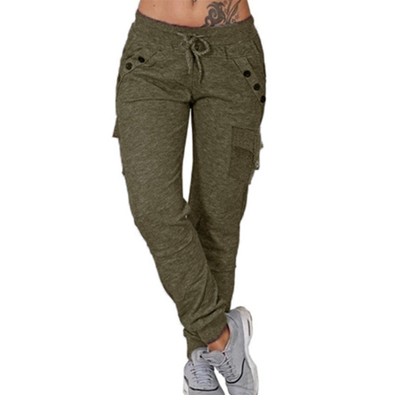 Komfortable joggebukser med snøring, lommer og elastisk midje for kvinner. Perfekt for trening og avslapning i moderne stil.