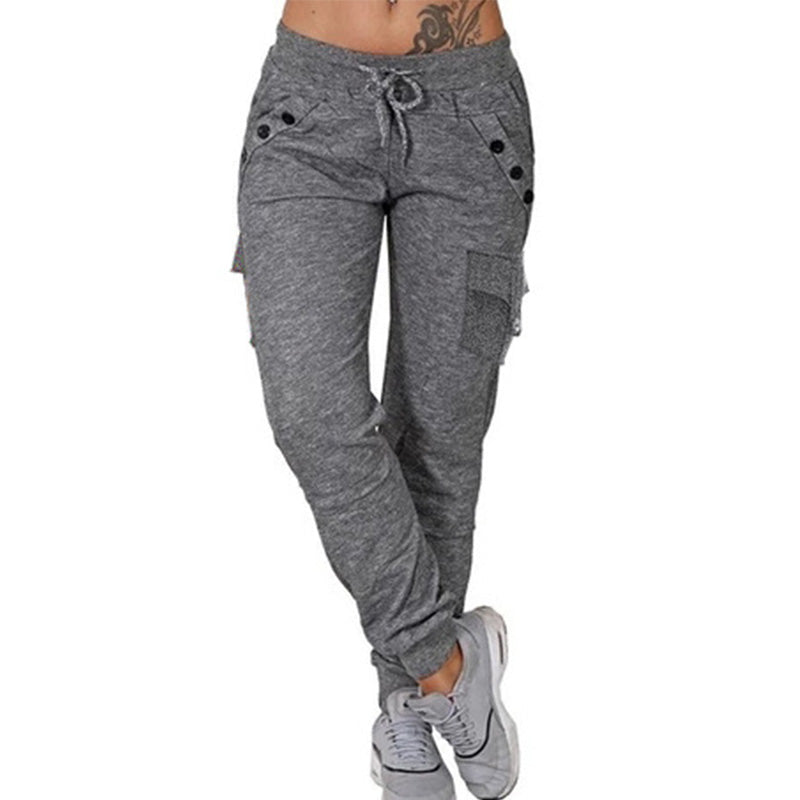 Komfortable joggebukser med snøring, lommer og elastisk midje for kvinner. Perfekt for trening og avslapning i moderne stil.