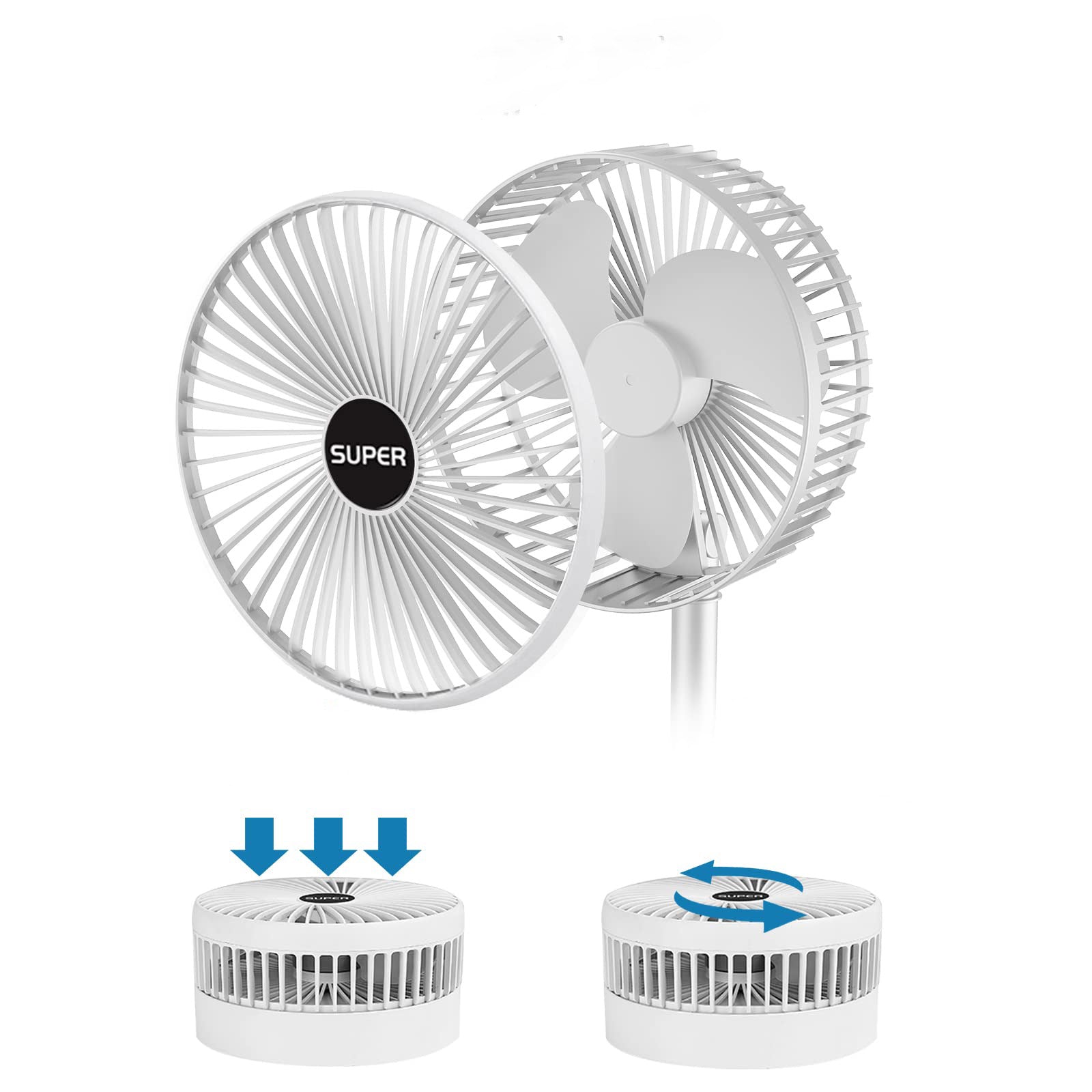 Elegant, stillegående bærbar vifte; en oppladbar USB-vifte med 3 justerbare hastigheter for optimal frisk luft.