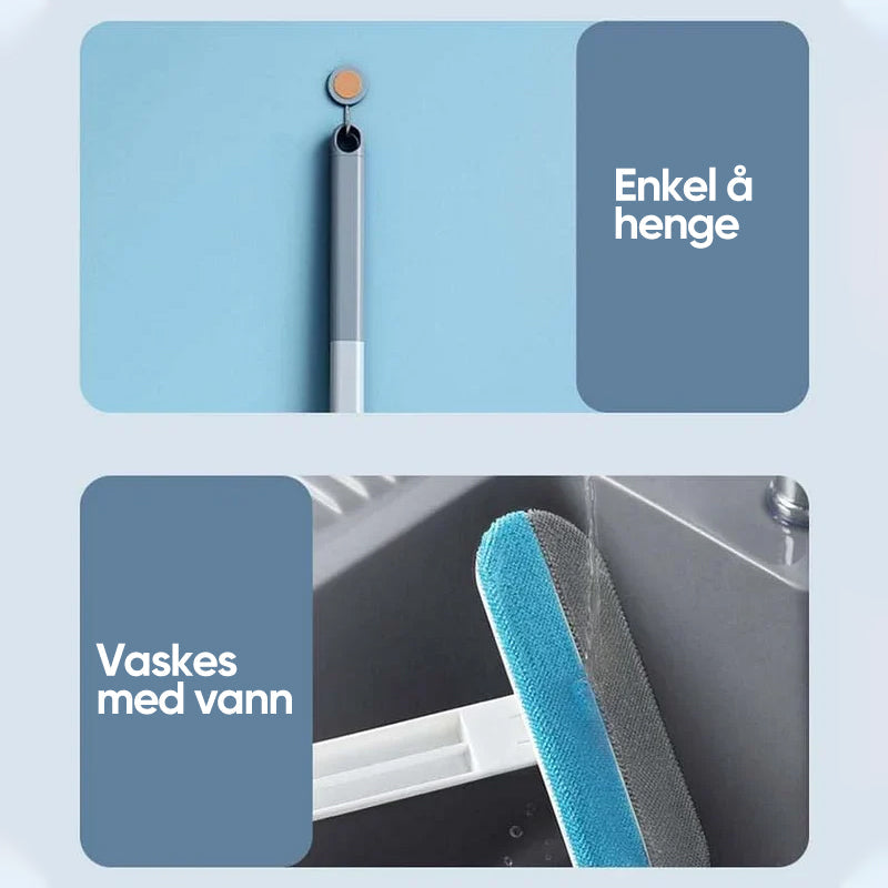 "Kompakt lyseblå kjæledyrhårfjerner på mørkt teppe, effektiv løsning for fjerning av kjæledyrhår fra møbler og tekstiler."