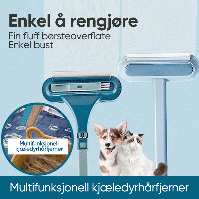 "Kompakt lyseblå kjæledyrhårfjerner på mørkt teppe, effektiv løsning for fjerning av kjæledyrhår fra møbler og tekstiler."