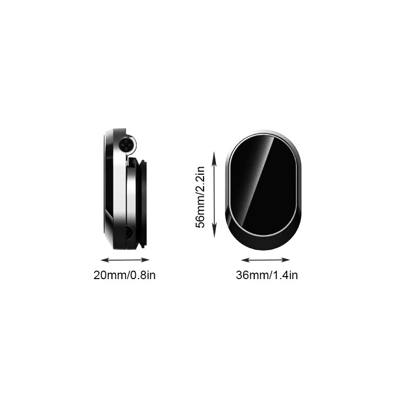 "Kompakt magnetisk telefonholder for bil, 360° rotasjon, sterk magnet, justerbar, svart, gir optimal synsvinkel, stilfull."
