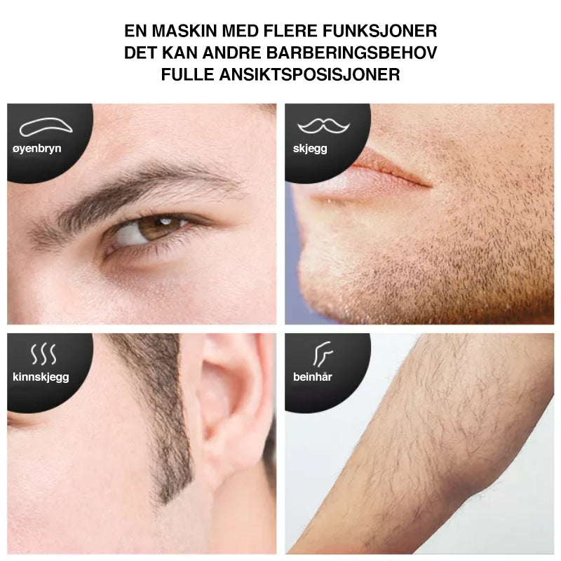 "Kompakt nese- og ørehårtrimmer i elegant svart for presis og smertefri grooming, ideell til daglig og reisebruk."