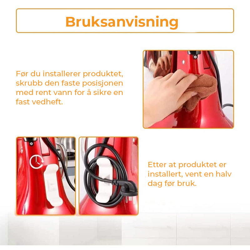 "Kompakt svart ledningsorganisator i silikon for kjøkken, ideell for organisering av kaffetrakter og apparater"