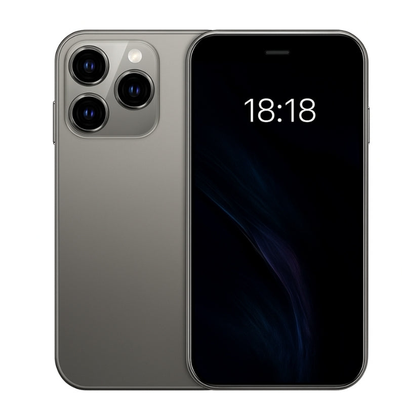 Bakside av mini smarttelefon med kamera, demonstrerer dens reisevennlige formfaktor og 2GB RAM for funksjonalitet