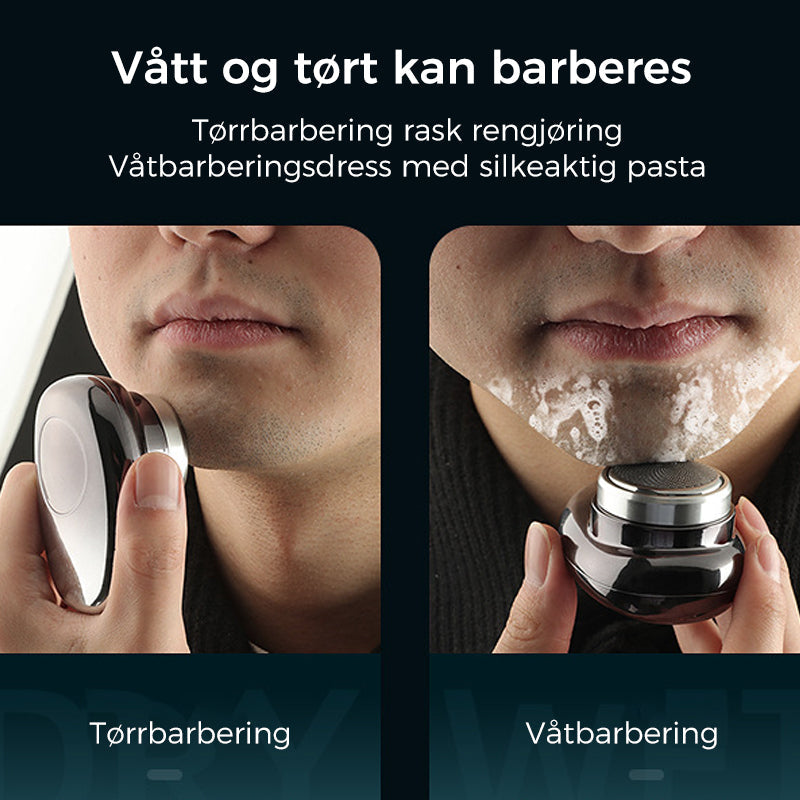 "Kompakt vanntett mini elektrisk barbermaskin, bærbar, passer i lomma, med slank design og ergonomisk grep for raske resultat