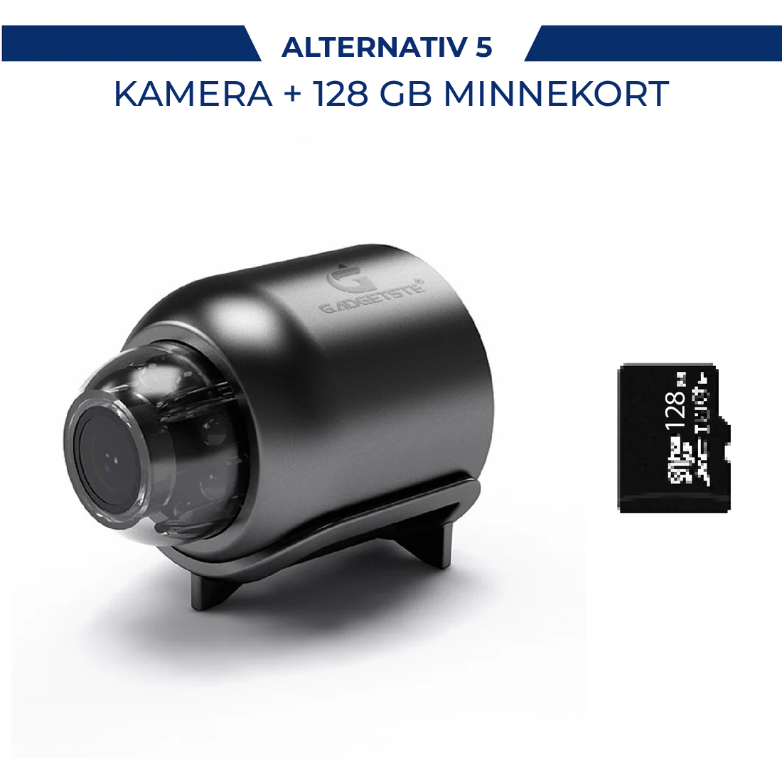 "Kompakt X5 Mini WiFi sikkerhetskamera med 1080P HD, nattsyn, og sanntidsvarsler, svart og elegant design."