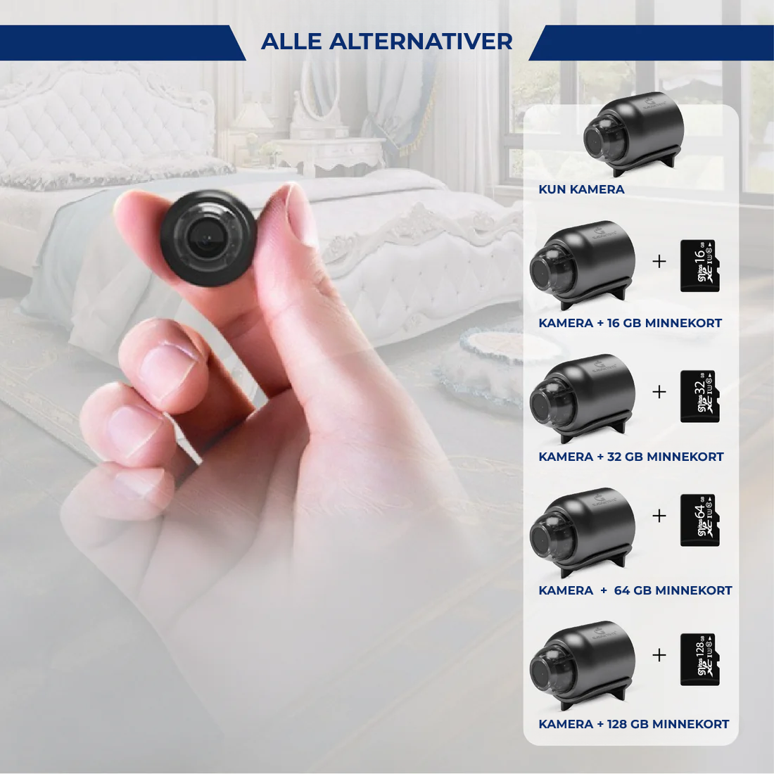 "Kompakt X5 Mini WiFi sikkerhetskamera med 1080P HD, nattsyn, og sanntidsvarsler, svart og elegant design."