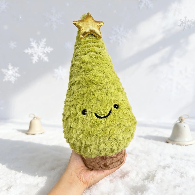 Stilfull grønn plysj juletrefigur med enkel, men festlig design for hjemme Julepynt.