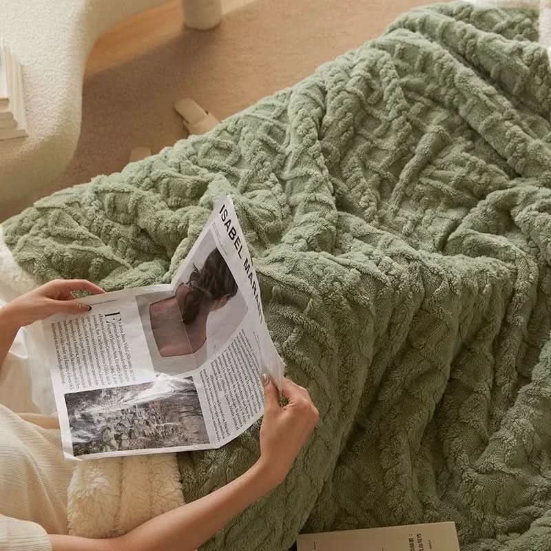 Moderne dobbeltsidig kasteteppe; mykt, varmt og ideelt for stilren hjemmeinnredning.