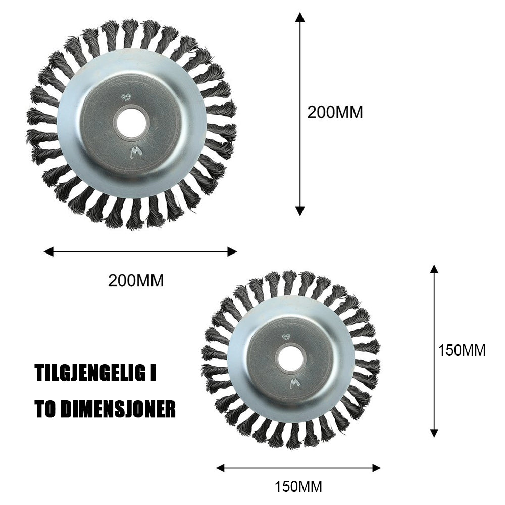 "Kraftig ståltråd trimmerhode for ugressfjerning, robust design med langvarig holdbarhet, for hagearbeid."