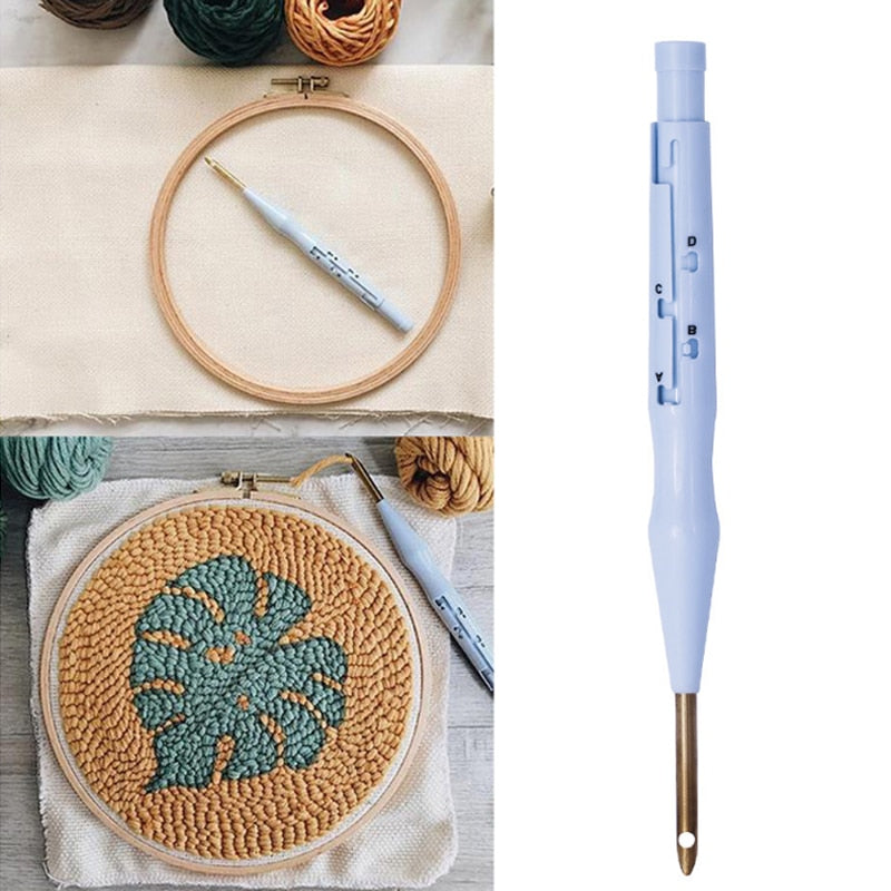 Komplett punch nål broderisett for hobby og kreative prosjekter, inkludert syutstyr.