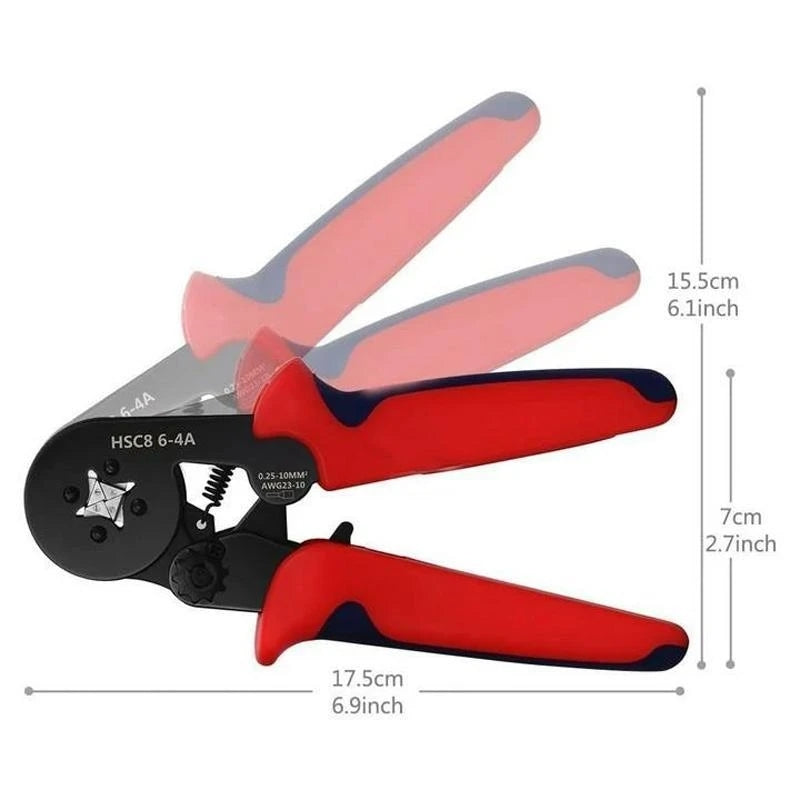 "Krympetang verktøysett med skrall-design og ergonomiske ABS-håndtak for presis, lett krymping."