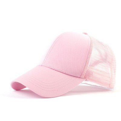 Grå hverdags baseballcaps med hestehaleåpning, unisex design for fritid.