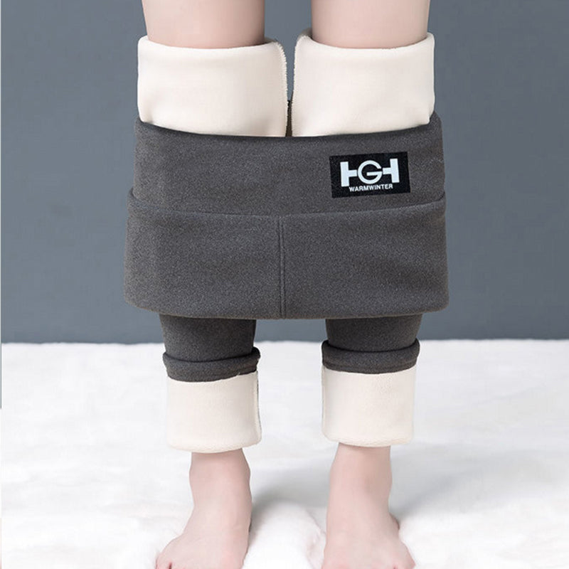 "Kvinnefleece-leggings i svart, høy midje, tykk sherpa-fleece, varm og komfortabel, perfekt for vinteren."