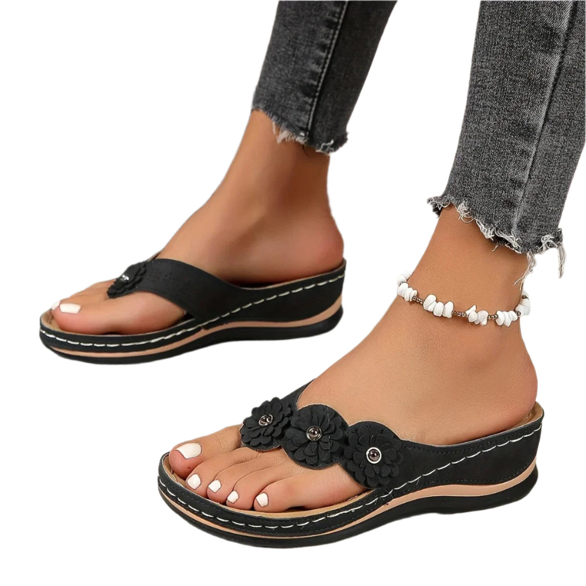 Kvinner blomster slip-on strandtøfler for sommerkomfort og fritid.