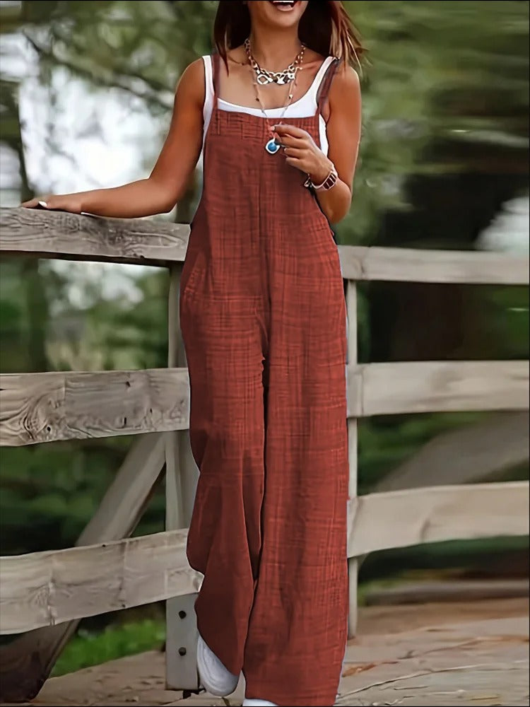Mote jumpsuit for kvinner, ermeløs, lett og behagelig, perfekt for varme sommerdager.