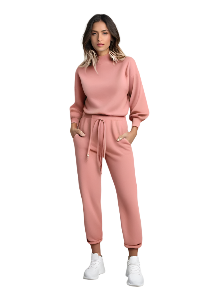 Kvinner loungewear sett med ballongermer, komfortabelt stilig hjemmetøy for avslapning