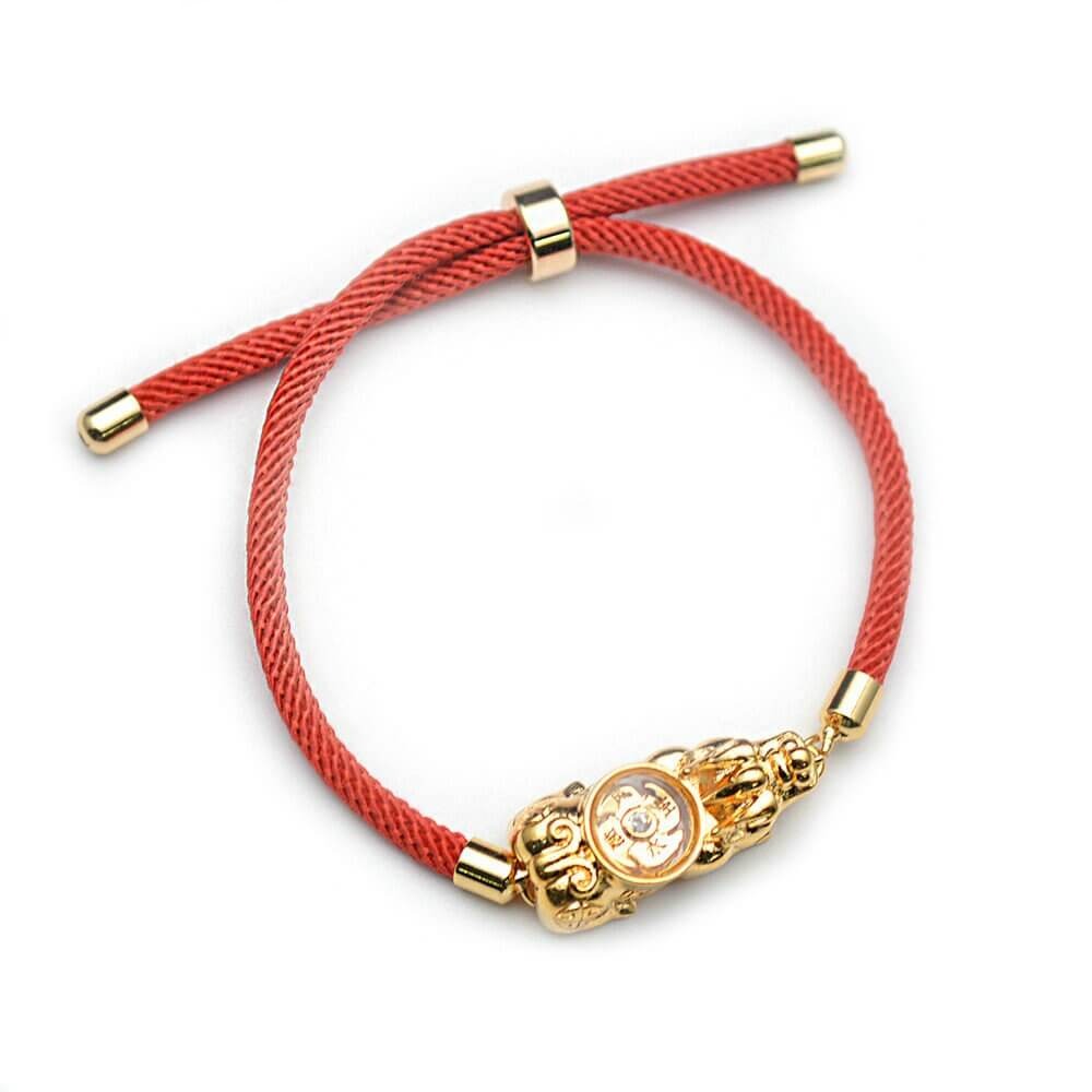 Kvinner Pixiu Lykke Amulett Armbånd i rødt, håndlaget for beskyttelse og lykke, detaljert Pixiu-dyr