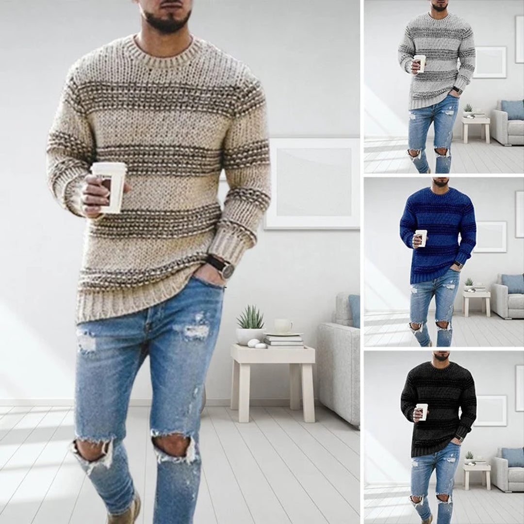 "LANDYN myk herregenser, stilig strikk, tilgjengelig i flere farger som blå, grå, khaki, svart. Komfortabel og elegant."
