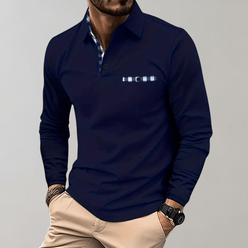 Holdbar langermet t-skjorte for menn i polyester, designet for langvarig hverdagskomfort.