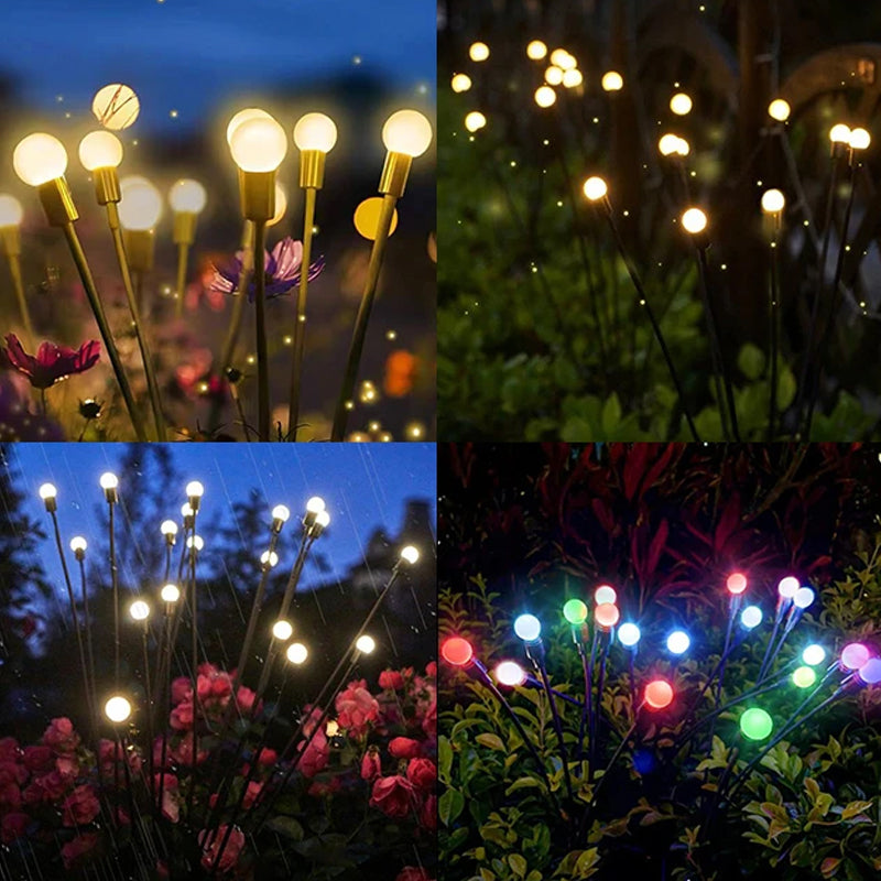 "LED ildflue solcellelys for hagen, svaiende, fargeendring, grasiøs bevegelse, solcelledrevet, dekorativ belysning"