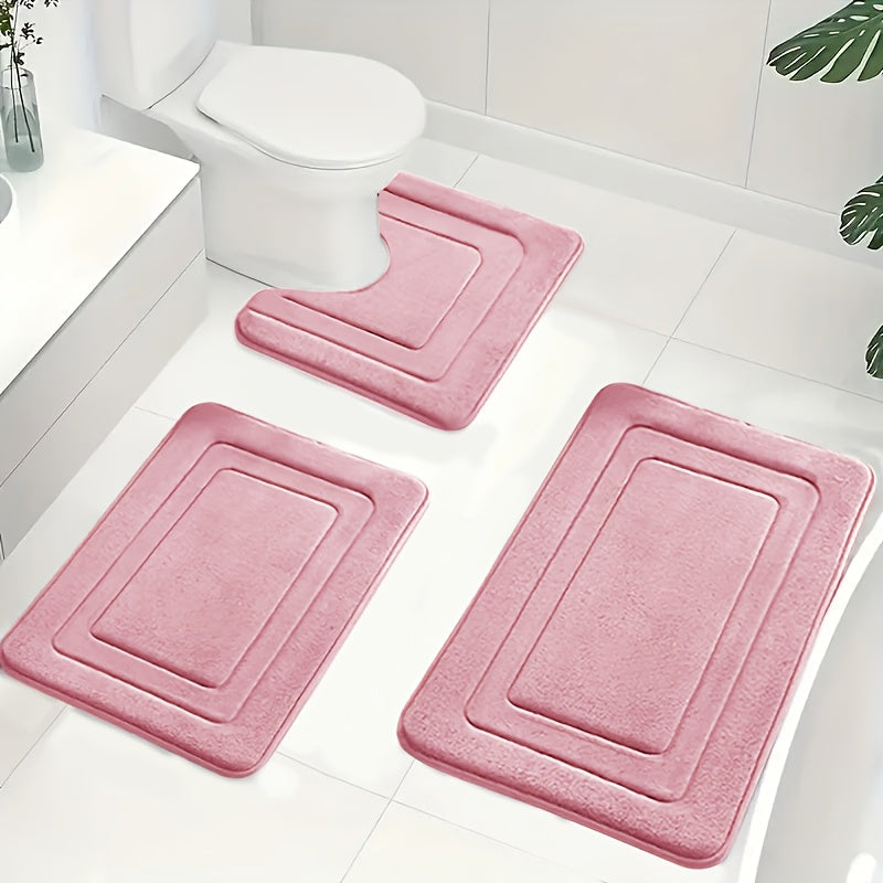 Memory foam baderomssett, 3 deler, for suveren komfort og mykhet under føttene på badet.