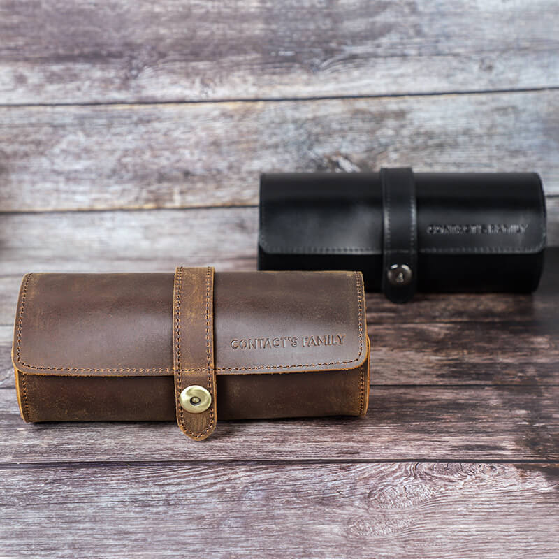Unisex klokkeetui i elegant skinn. Gir beskyttelse og sikker oppbevaring for opptil 3 armbåndsur.