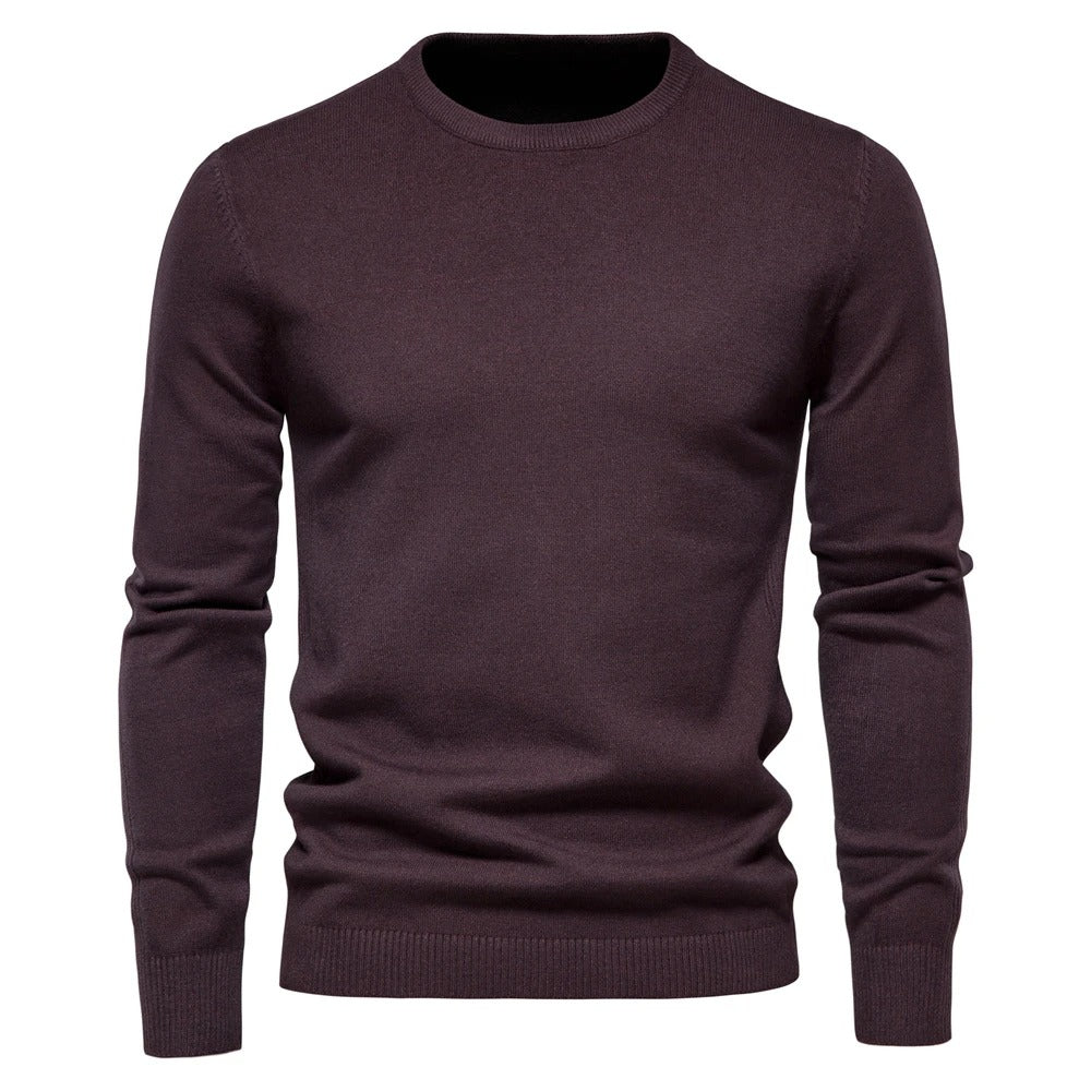 Høstgenser for menn, slim fit og langermet med o-hals, komfortabel og allsidig.