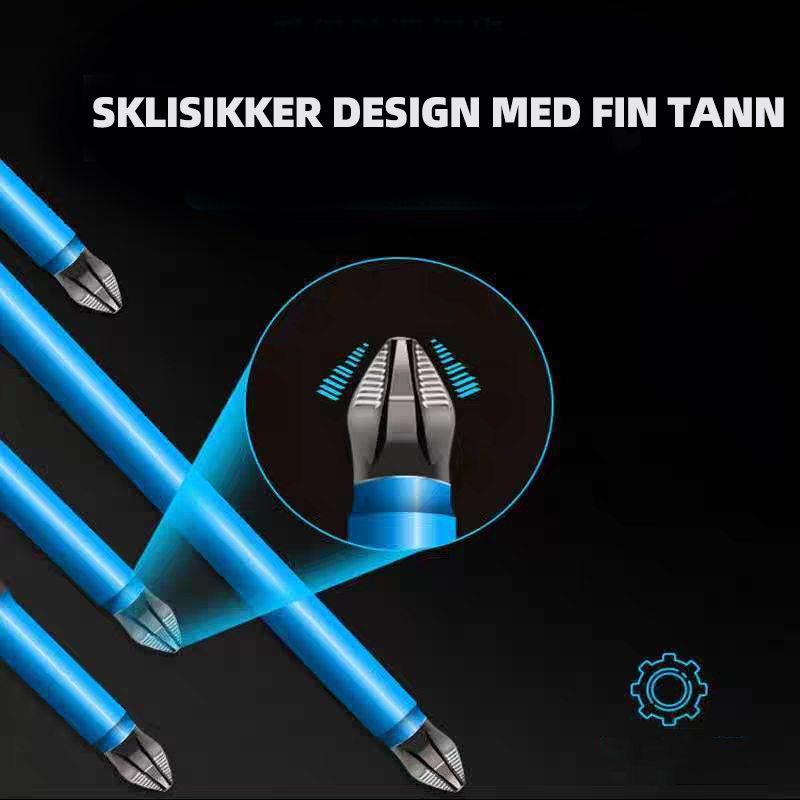 Magnetisk antiskli skruetrekkerbits i S2-stål, kraftig magnet, sort overflate, ideell for presisjonsarbeid.