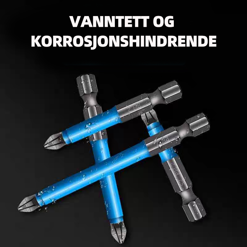 Magnetisk antiskli skruetrekkerbits i S2-stål, kraftig magnet, sort overflate, ideell for presisjonsarbeid.