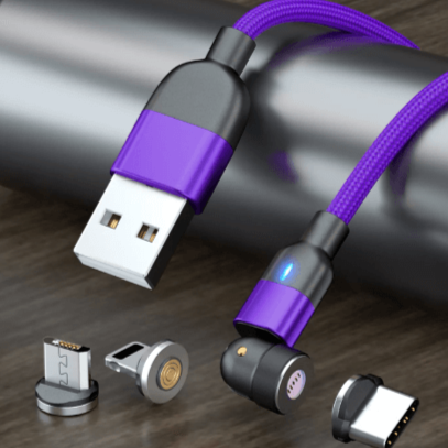 Bilde av magnetisk USB-ladekabel i flettet nylon, kompatibel med alle telefoner