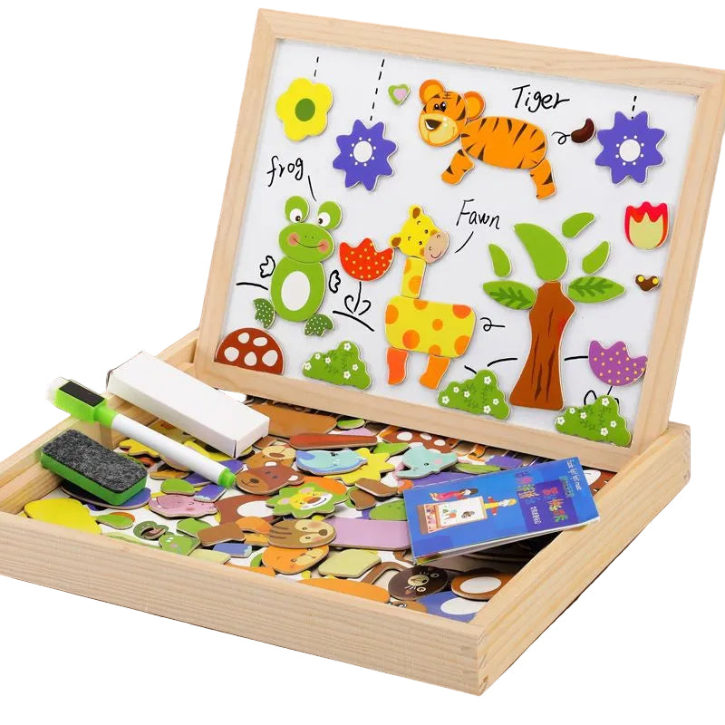 Magnetisk tegnebrett for barn med krittavle, tosidig for lek og læring.