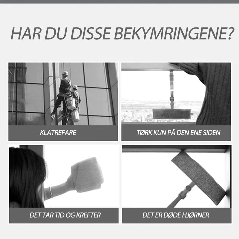 "Magnetisk vindusvasker i rødt, dobbeltsidig og kompakt design, for effektiv rengjøring av glass på begge sider."