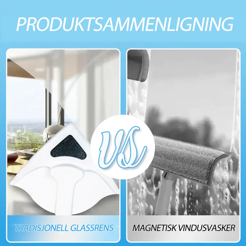 "Magnetisk vindusvasker i rødt, dobbeltsidig og kompakt design, for effektiv rengjøring av glass på begge sider."