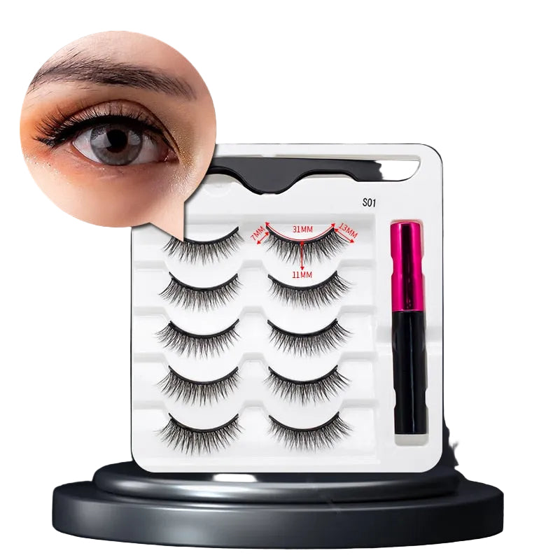 Magnetisk vippesett for kvinner med falske vipper og eyeliner. Enkel påføring for vakre øyne.