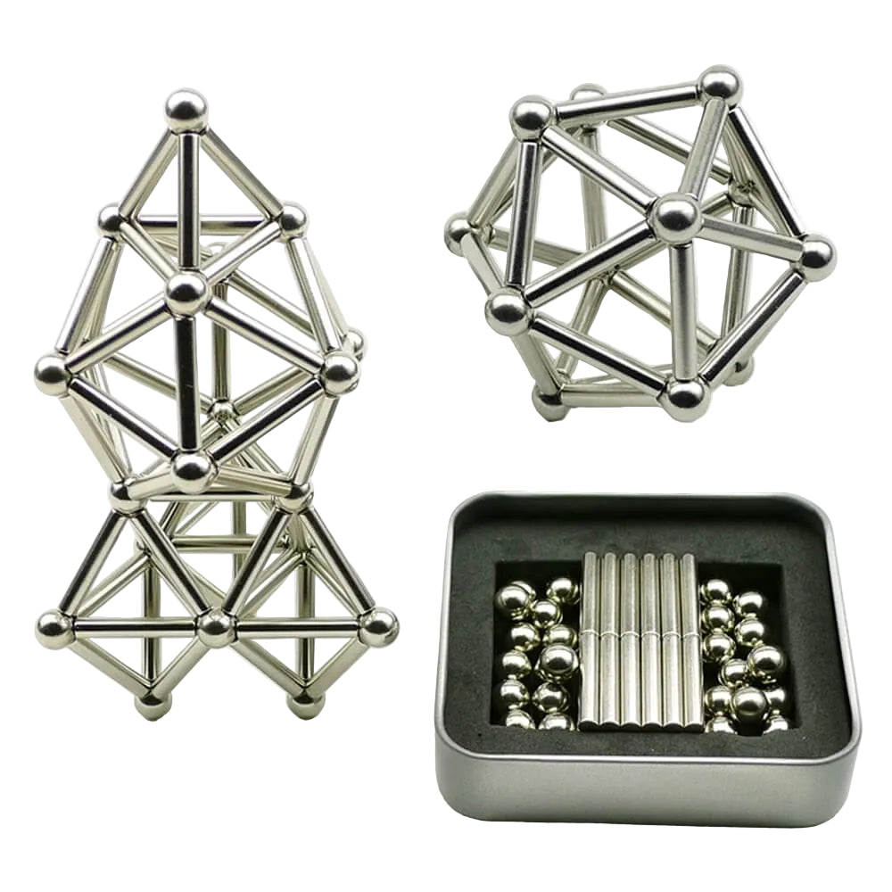 Magnetleker: Fargerike magnetpinner og metallkuler for bygglek, pedagogisk og kreativitet