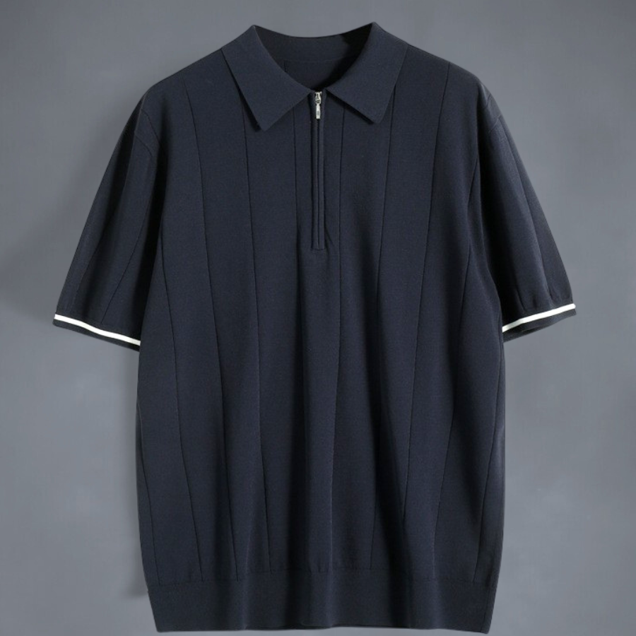 Komfortabel quarterzip herre polo skjorte i bomull. Perfekt kortermet polo for en avslappet, stilren look.