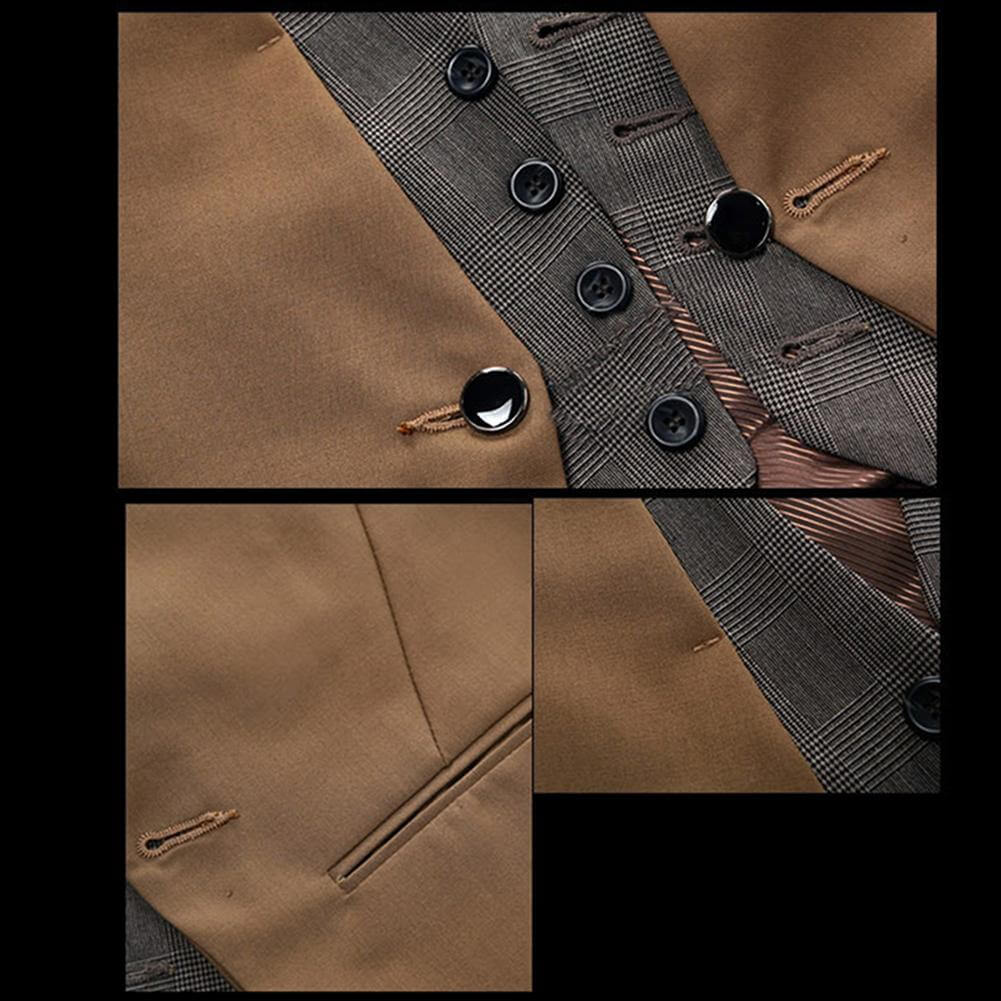 "Menns business vest dress, stilfulle V-hals design, slim fit, elegant mørkeblå farge, skreddersydd for kontorbruk."