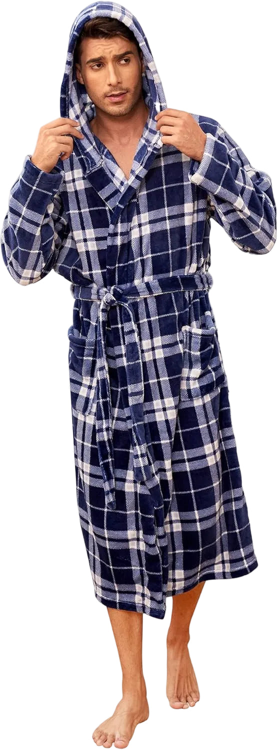 Menns lange fleece badekåpe for ultimat komfort og avslapning hjemme.