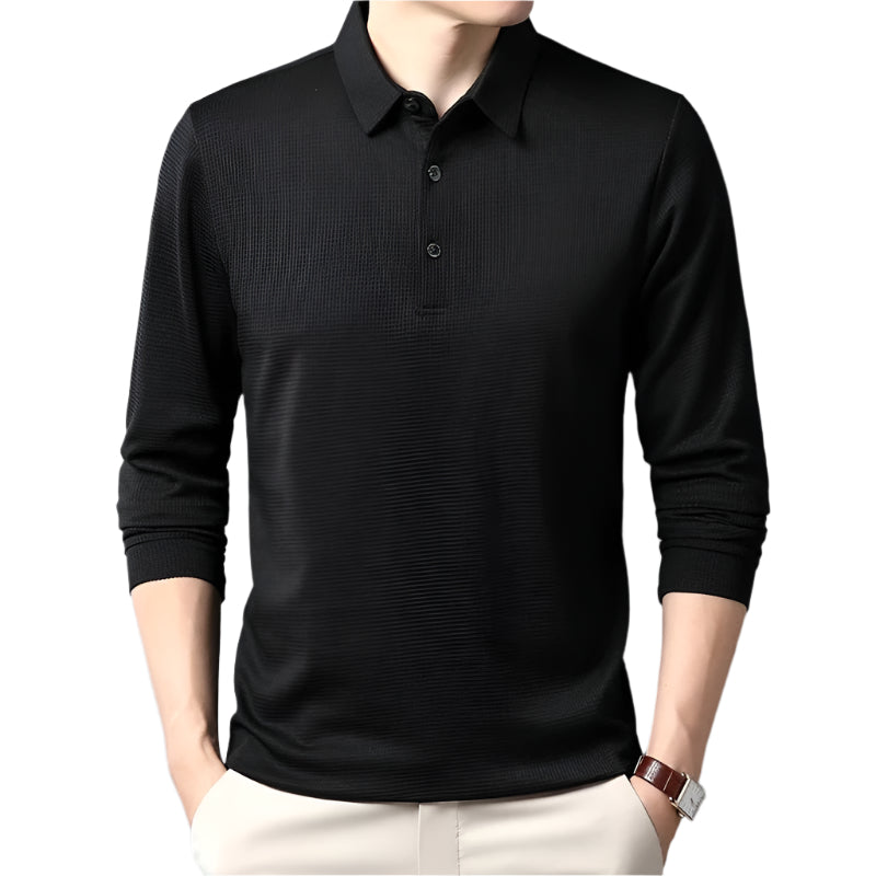 Menns langermet poloskjorte for business casual og elegant stil. Høy komfort for herreklær.