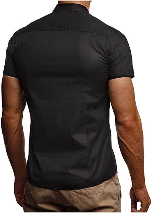 Menns oransje poloskjorte med krage og korte ermer, en moderne knappeskjorte for fritid og mote.