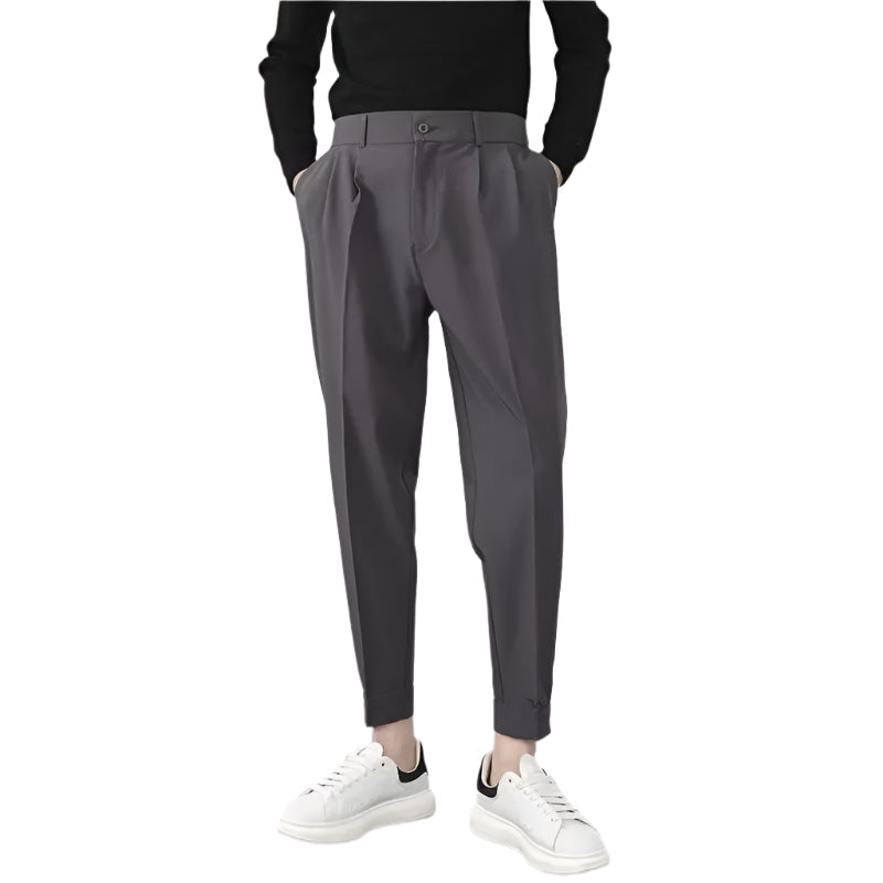 Menns plisserte tapered blazerbukser. Komfortable, moderne for hverdag eller street style.