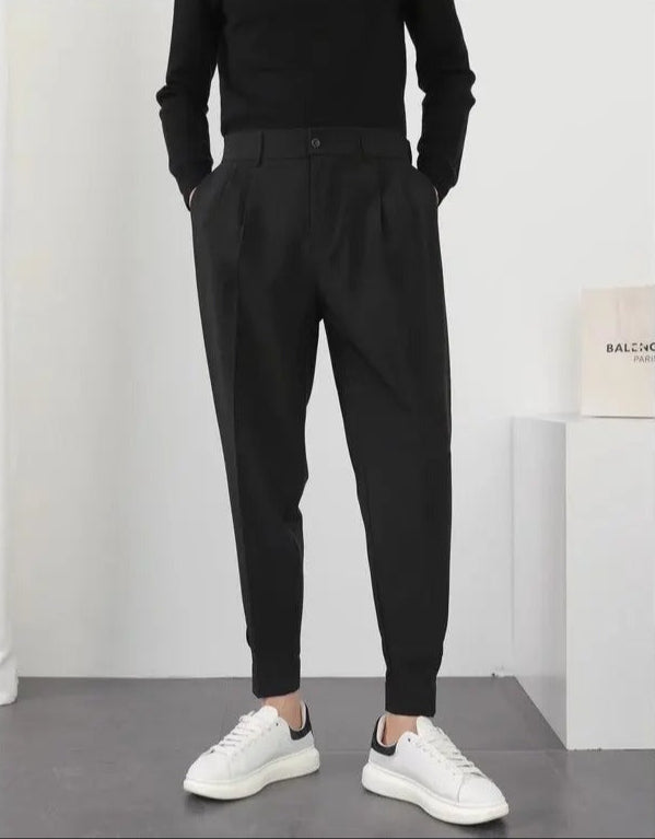 Allsidige menns blazerbukser, plissert og tapered. Ideelle for casual og semi-formelle antrekk.
