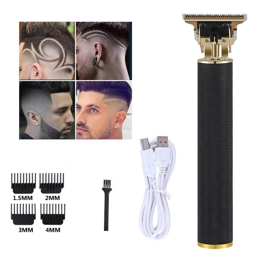 Menns trådløs hårklipper PRO, elegant design, sort metall, for presis skjeggtrimming