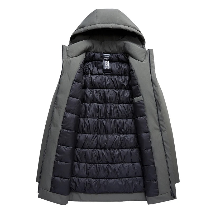 Mørk herreparkas for vinter, varm og komfortabel, perfekt som fritidsjakke for menn.